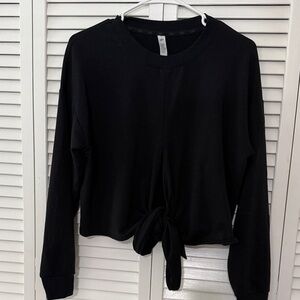 ALO Yoga Black Tie-Front Long Sleeve Top